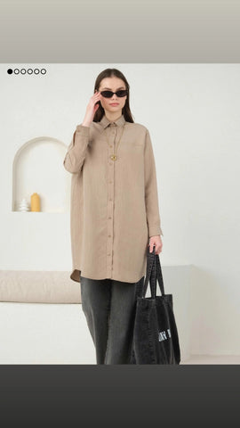 He-Qa Beige Striped Tunic